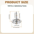 thumbnail image 2 of 100Pcs Thumb Tacks, 7/16"x1/2" Flat Head Upholstery Push Pins, Silver, 2 of 6