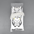 thumbnail image 1 of Ambesonne Saying Bedding Set 3 Pcs, Doodle Style Owl, Twin XL, Yellow Black and White, 1 of 3