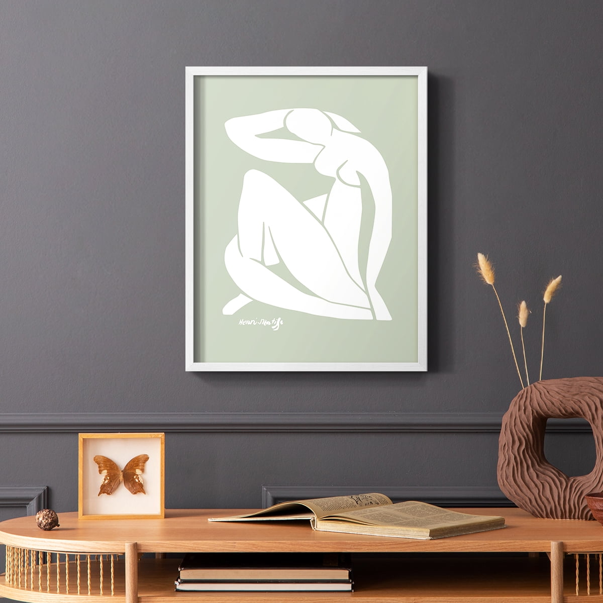 Matisse CDXCII in White Solid Wood Framed Print No Nail Hanging