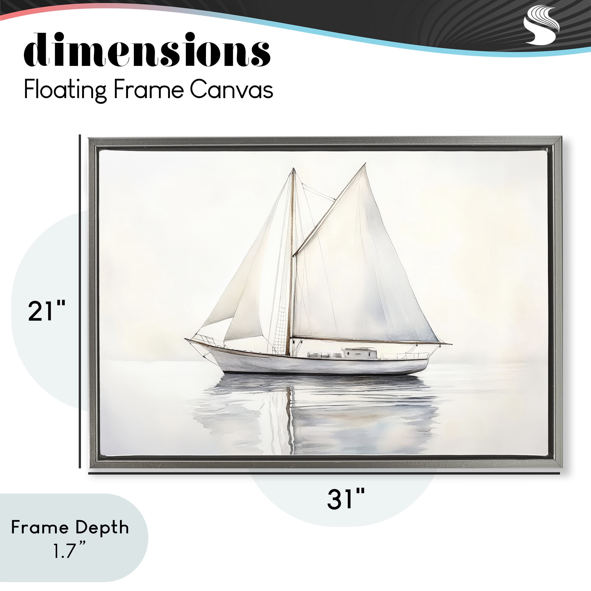 Stupell Industries Neutral Sailboat Reflection Gray Framed Floater Canvas Wall Art, design by Petal Prints Design