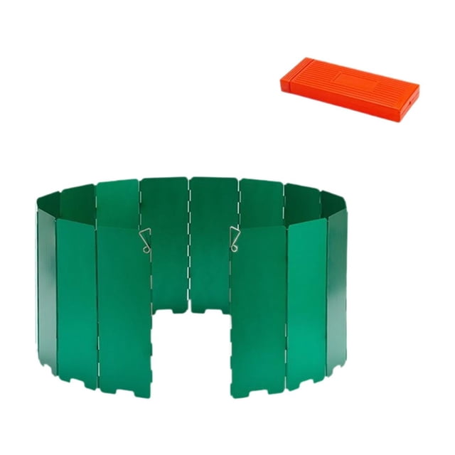 Parabrisas para estufa de camping, plegable, 16 placas, portátil y ligero. Verde