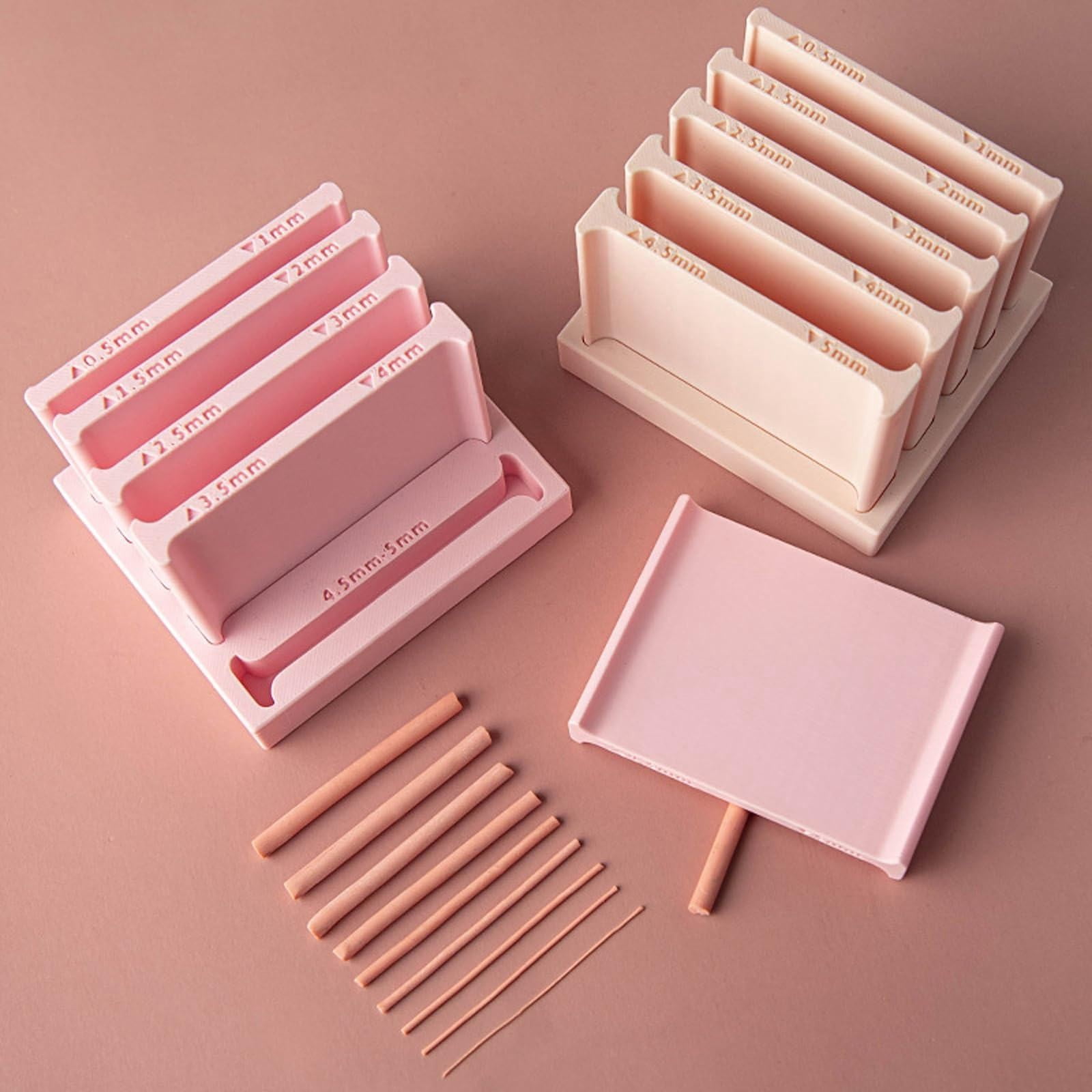 Polymer Clay Thickness String Roller Tools,Clay Rolling Strip Makers With Storage Base for Clay Earring Making Artists Beginners Daily Craft Project,Precise Thickness Consistent Results,Apricot