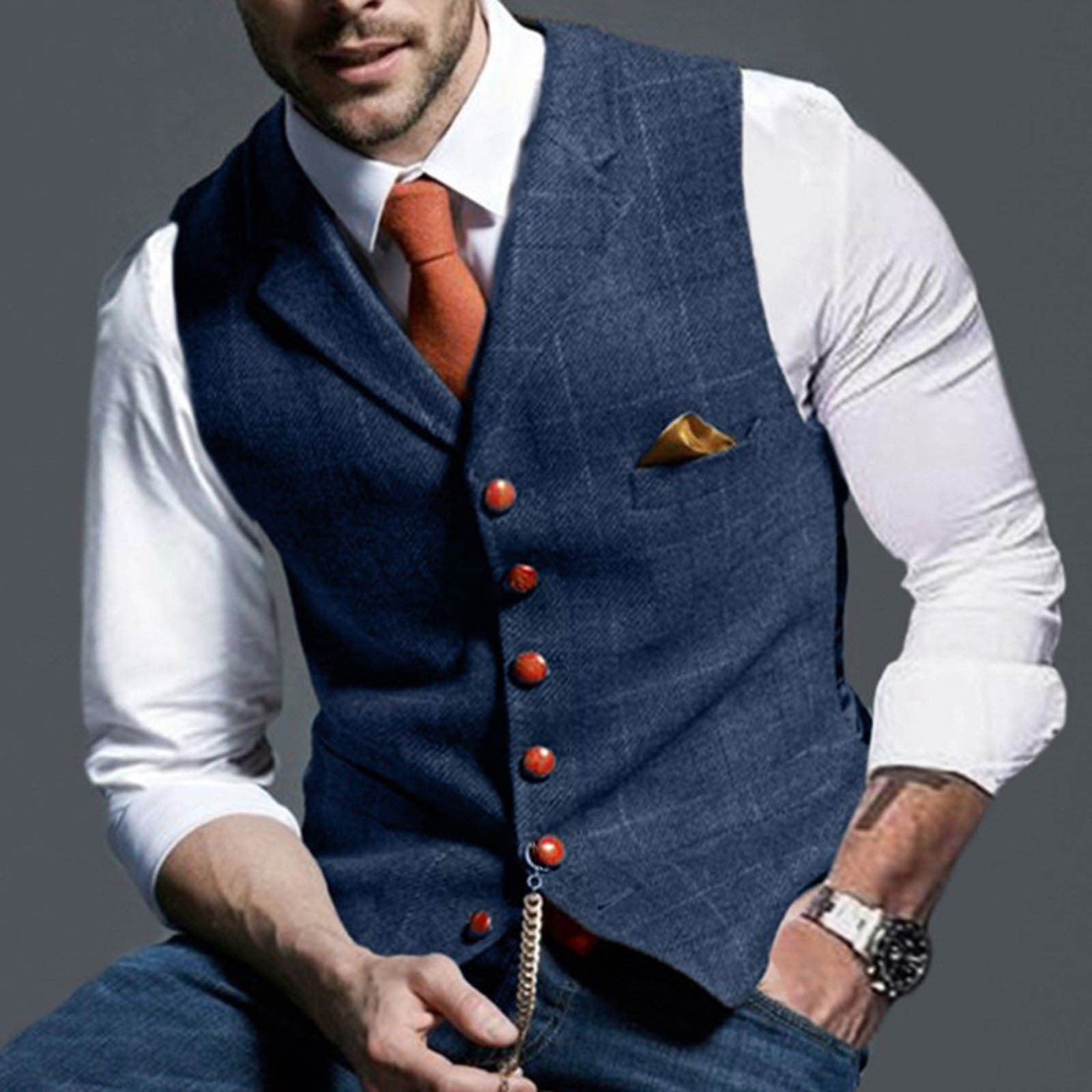 Dvkptbk Men s Formal Fashion Vests Layered Single breasted Lapel Suit Undershirt Waistcoat Business Dress Suit Vests for Wedding Walmart