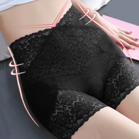 Fulorrnie Underwear for Women Plus Size Seamless High Waisted Comfort Panty Cute Boyleg Elastic Waist Tummy Control Panties  Black  XL