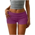 thumbnail image 2 of XPMWRP Women's Fold Over High Waist Stretch Slim Fit Yoga Biker Shorts Summer Athletic Workout Casual Short Pants Purple L, 2 of 5