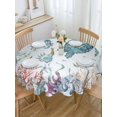 thumbnail image 5 of Sea Turtle Round Tablecloth 54 inches Marine Life Coral Shell Starfish Octopus Ocean Waterproof Oil-Proof Table Cloth Round Table Cover for Holiday Party Picnic Dinner Decor Indoor and Outdoor Use, 5 of 9