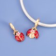 thumbnail image 3 of 925 Sterling Silver Golden Flying Ladybug with Pink Flower Dangle Charm Bead for Bracelet Charms Bangle Pendant Jewelry, 3 of 5