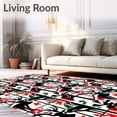 thumbnail image 2 of ODIKA 5'x7' Machine Washable Non-Slip Area Rug, Festive Plaid Patchwork Reindeer Motif Holiday High Traffic Rug with Pad, Black, 627577, 2 of 8