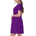 thumbnail image 2 of Fotbe Purple Vestido Largo de Moda para Mujer, Vestido Tipo Camiseta con Manga Corta y Estilo Casual a Rayas y Bloques de Color, 2 of 6