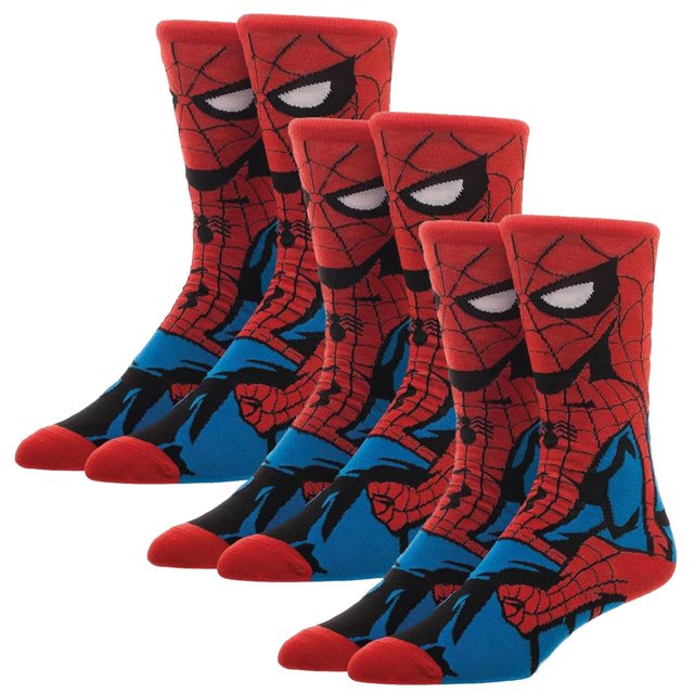 Calcetines de Algodón VentDepot SockSpiderman01 3Pares 6.5-10.5US Tubo Medio Algodón