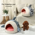 thumbnail image 2 of YMTQ Pet Nest Cartoon Shark Shape Big Mouth Thick Cute Animal Warm Rest And Sleep Semi closed Mini House Four Seasons Cat, 2 of 8