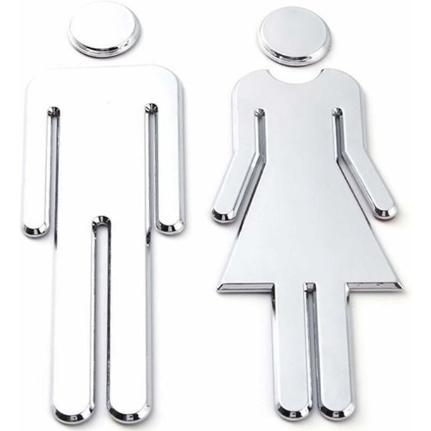 Toilet Stickers, 12x4cm, WC Signs of Men and Women Symbols, Easy to Stick Men and Women WC Signs for Toilet WC