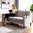 thumbnail image 2 of 78" Linen Loveseat Sofa, Small Loveseat with Solid Wood Frame, Traditional Sofa with Spring Cushions for Living Room, Gray, 2 of 9