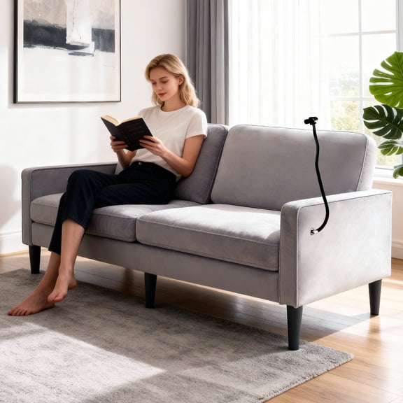 MOONMISS Modern Linen Loveseat Sofa Recliner with Removable Cover Solid Wood Frame Spring Cushions Small Space Living Room