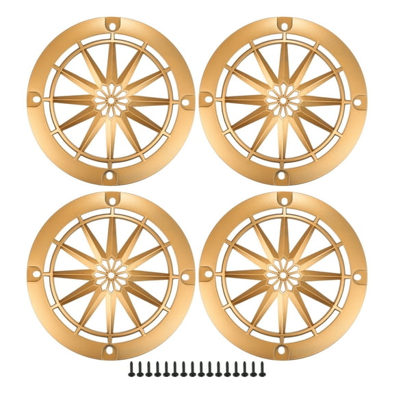 Unique Bargains 4 Pcs 4" Car Speaker Grills Cover Round 4 Inch Audio Subwoofer Protective with Screws ABS Gold Tone