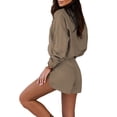 thumbnail image 4 of Conjunto de ropa de verano para mujer VISgogo, camisas abotonadas de manga larga de Color sólido, Tops y pantalones cortos sueltos informales, trajes VISgogo  moda, 4 of 6