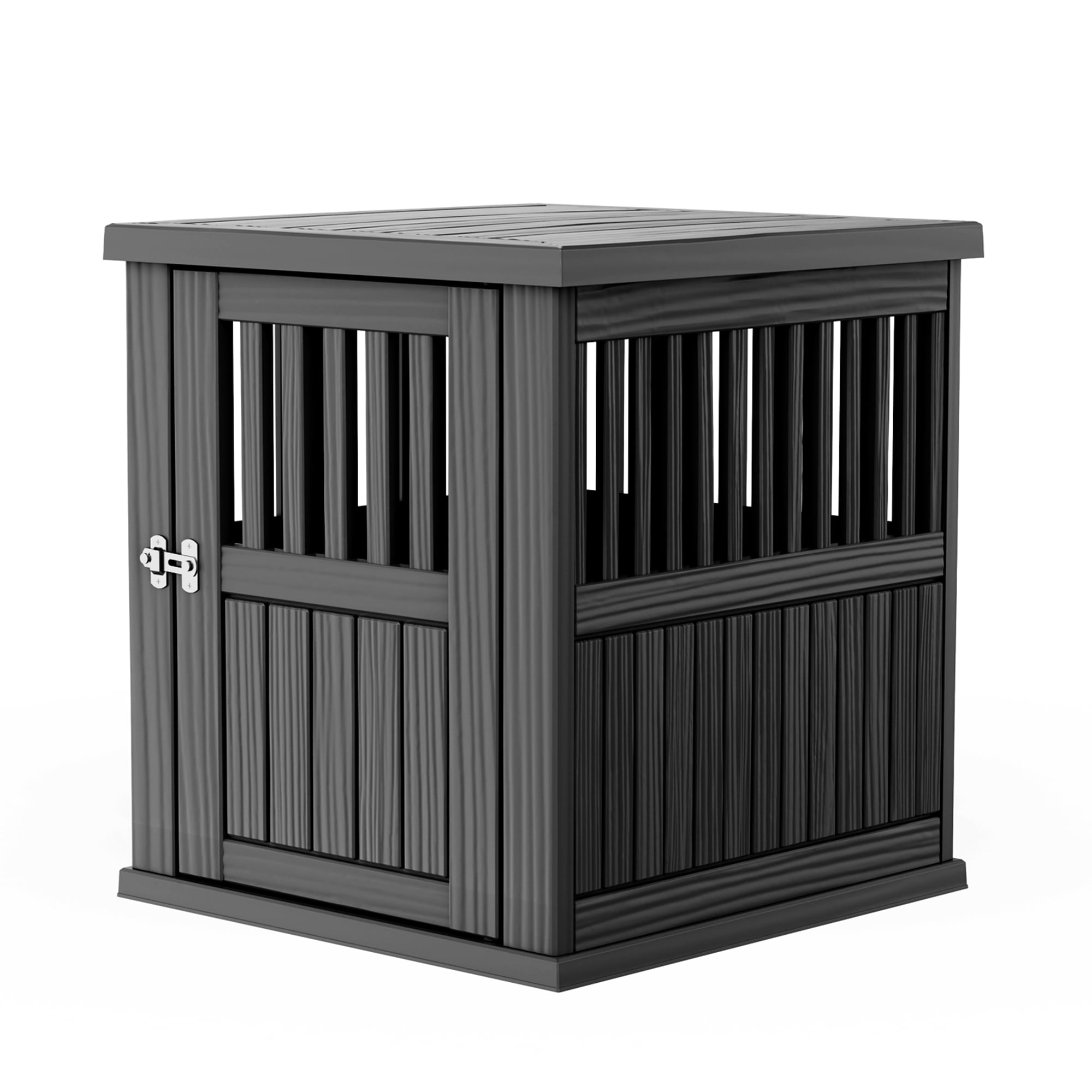 MAYEERTY Lockable Gate Pet Crate, Furniture-Style Kennel & Side Table for Home Patio, Black