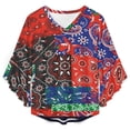 thumbnail image 4 of Bandanna Women's V-Neck Blouse With 3/4 Ruffled Bell Sleeves Casual Top Ladies Blouses, 4 of 7