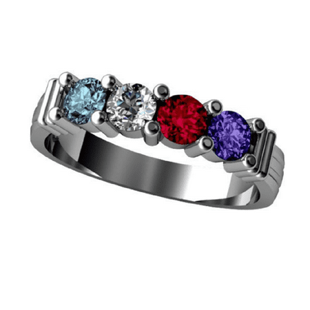 Sterling Silver Mop - Shared Prong Mothers Ring 1 to 6 Stone Sterling Silver- Size 4