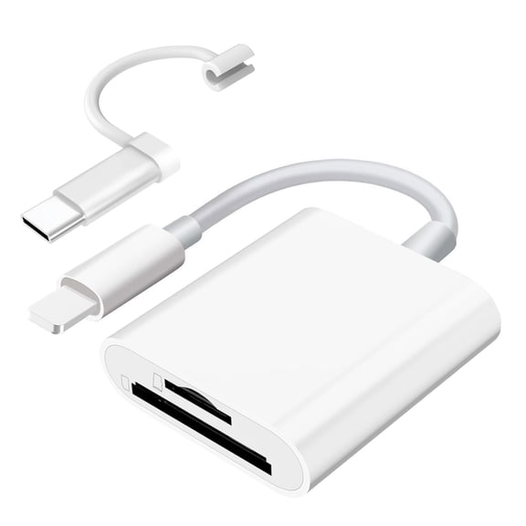 HPZZ SD Card Reader for iPhone iPad Camera,Dual Card Slot Memory Card Reader Supports SD and TF Card Trail Camera CardAdapter Portable Micro Sd Card Reader No Application