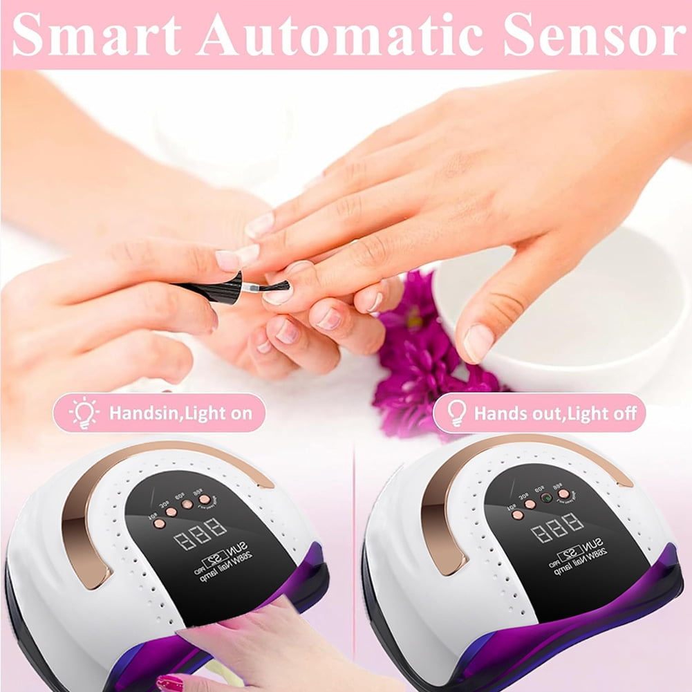 DEISNGB 268W UV LED Nail Lamp, Nail Dryer for Gel Polish,UV Light For Gel Nails, 4 Timers UV Nail Lamp Professional Nail Light, 57Pcs Lamp Beads and Automatic Sensor(White)