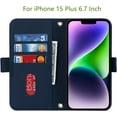 thumbnail image 6 of Crossbody Wallet for iPhone 15 Plus Case with Adjustable Lanyard Strap Credit Card Holder 6.7",PU Leather Handbag Purse Kickstand Make Up Mirror Cover Case for Men Women Girl,Blue, 6 of 14