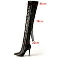 thumbnail image 4 of Fesfesfes Wide Calf Boots For Women Nightclub Patent Synthetic Over The Knee Side Zipper Fringe High Heel US:8.5(41), 4 of 8