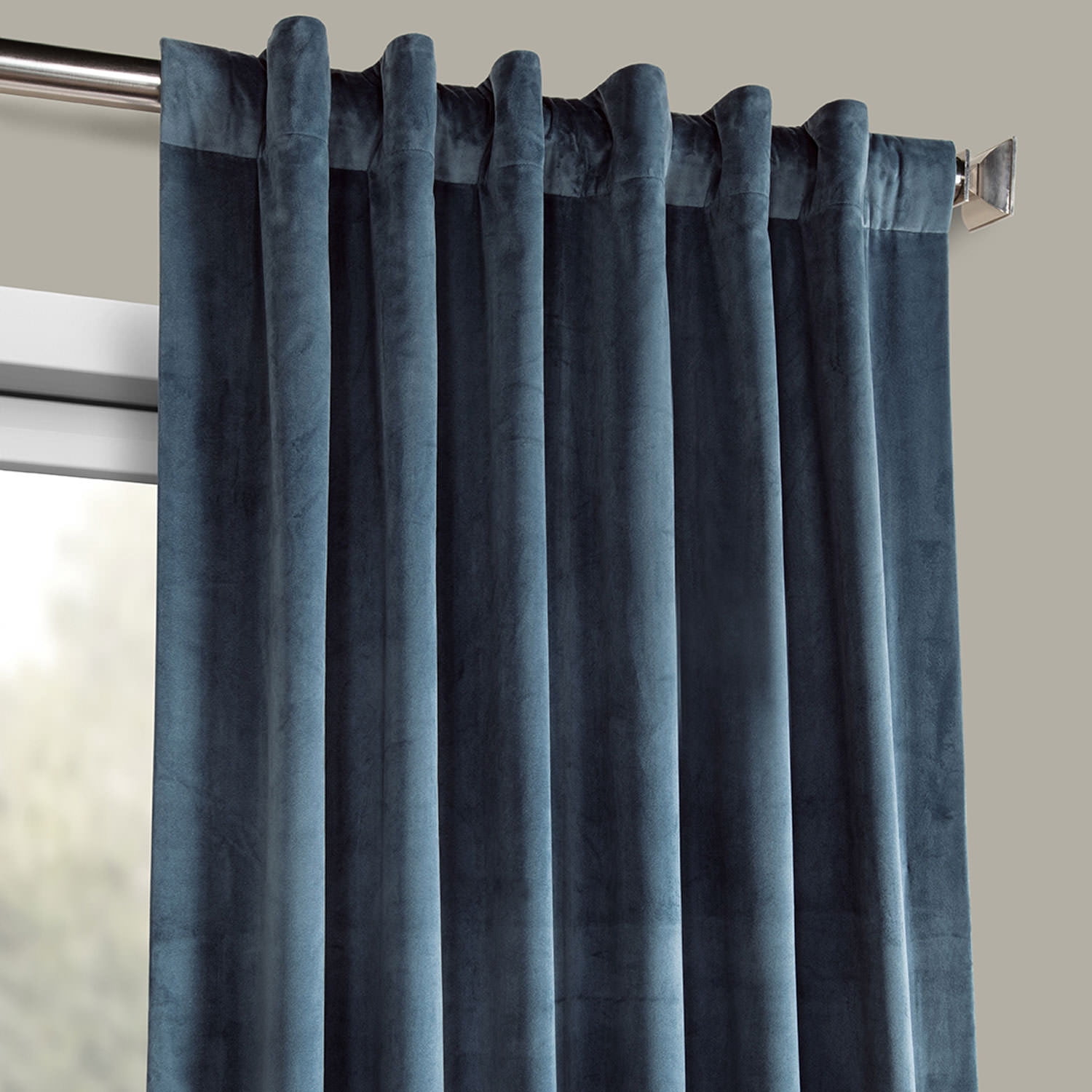 HPD Half Price Drapes Avalon Blue Heritage Plush Velvet Room Darkening Curtains for Bedroom & Living Room Curtains (1 Panel), Window Curtains 96 inches long, Rod Pocket Curtains & Drapes, 50W X 96L