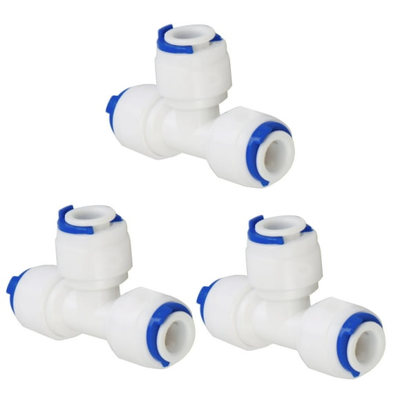 Uxcell 1/4 Inch Tube OD Tee-type Water Purifier Tube Connector Filter Pipe Joint Fitting POM White 3pcs