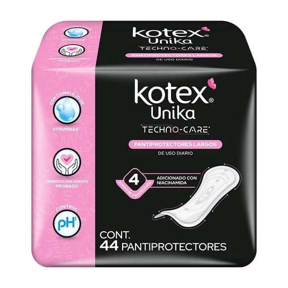 Pantiprotectores diarios Kotex Unika largos 44 pzas