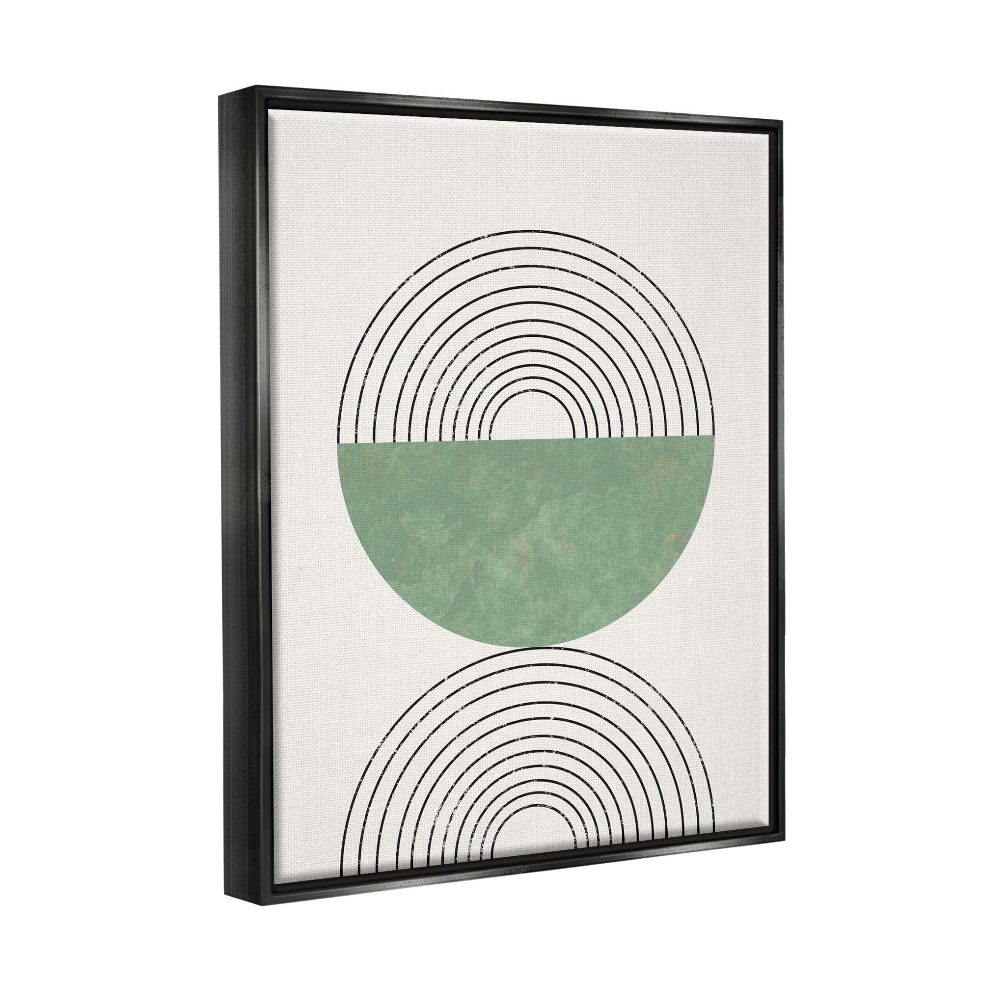 Stupell Industries Abstract Geometric Circular Study Curved Art Deco Jet Black Framed Floating Canvas Wall Art, 24x30, by Daphne Polselli