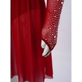 thumbnail image 6 of Raenseen Big Girls Ballet Dance Gymnastics Outfits Two-Piece Jazz Lyrical Dancewear Crop Tops with Irregular Skirt Burgundy 8, 6 of 6