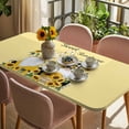 thumbnail image 3 of Yellow Sunflowers Table Cloths for 4 Foot Rectangle Tables, Gnomes Farmhouse Botanical Bee Patio Waterproof Elastic Fitted Tablecloths, Washable Rectangular Table Cover for Camping, 3 of 8