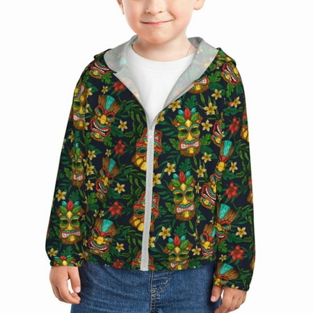 

Gaeub Mask Tropical Flower Print Athletic Sun Protection Hoodie for Kids Long Sleeve Outdoor UV Shirt Running Fishing Top for Boys Girls-3 Years