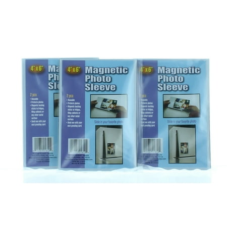 

Lot of 6 Magnetic 4 x 6 Photo Sleeves Insert Picture Reusable Holder