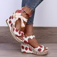 thumbnail image 4 of Womens Lace up Espadrilles Platform Wedges Sandals Fashion Cute Fruit Printed Bow Knot Wedge Summer Heels Tie Strap Summer Dress Shoes, 4 of 4