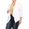 thumbnail image 3 of Women's Plus Size Draped Neck Open Front Loose Fit Solid Cardigan Female Jacket, 3 of 5