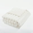 thumbnail image 5 of Home Soft Things Fuzzy Striped Faux Fur Throw Blanket with Micromink Back, Luxury Soft Cozy Plush Fluffy Fuzzy Reversible Thick Warm Throw Blanket, 60x80 inches, Ivory, 5 of 9