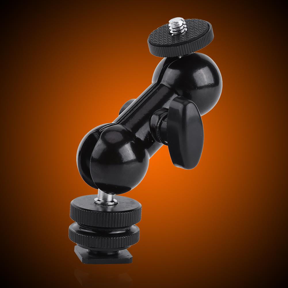 Multi-function Double Ballhead Mount with Hot Shoe Adapter Standard Hot Shoe With 1/4 Screw for Monitors Led Light