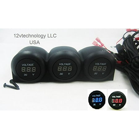 Splash Proof Three Battery Bank Surface Monitor 12V 