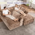 thumbnail image 5 of Muumblus 103" Boneless Sectional Sofa with Right Chaise, Comfy L-Shaped Modular Couch for Living Room, No Assembly Required, Brown Chenille, 5 of 10