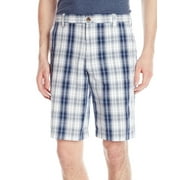 IZOD NEW Midnight Blue White Mens Size 30 Shadow Plaid Print Shorts