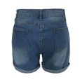 thumbnail image 5 of Pantalones cortos vaqueros desgastados para mujer tallas grandes - Pantalones cortos vaqueros casuales de cintura alta con estampado de agujeros - S-XXL, 5 of 5