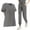 Gray, variant on Natural Uniforms Women's Quick Dry Stretch V-Neck Top and Cargo Pant Scrub Set with Petite Sizes Short Sleeve Nursing Uniform Set