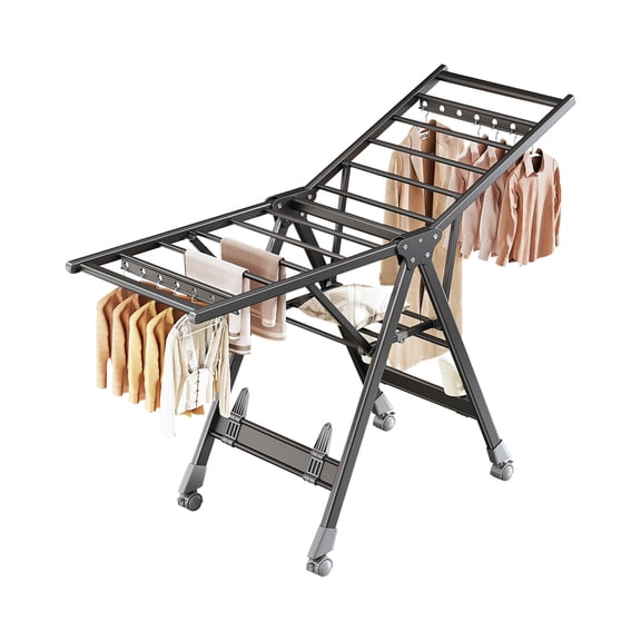 Joybos Clothes Drying Rack, 2-Tier Folding Indoor Laundry Drying Rack with Wheels