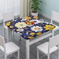 thumbnail image 3 of Pioneer Flower Floral Print Pattern Square Fitted Tablecloth with Elastic Edge,Square Table Cover,Washable Elastic Table Cover for Home Kitchen Party Decor 36"x36", 3 of 6