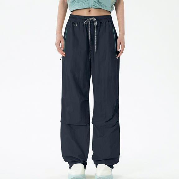 Ruimatai Women's Outdoor Quick Dry Workwear Paratrooper Pants with Elastic Waist, Casual Loose Fit Cargo Pants for Hiking Sports Spring Summer