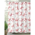 thumbnail image 2 of Fsddascl Pink Bow Ribbon Shower Curtain Set - Long 72" x 84" Washable Bathtub Curtain with 12 Hooks, Vintage Modern Art Bowknot Waterproof Fabric Stall Shower Curtains for Bathroom/Bathtub Décor, 2 of 6