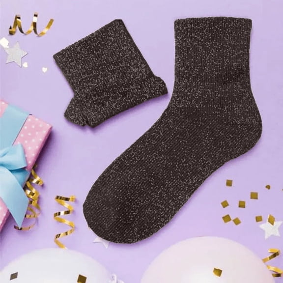 Women's Sparkly Solid Color Slouch Socks, Fashionable Mid Calf Hosiery with Comfortable Stretch Fit, Shiny Socks for Daily Wear and Casual Outfits