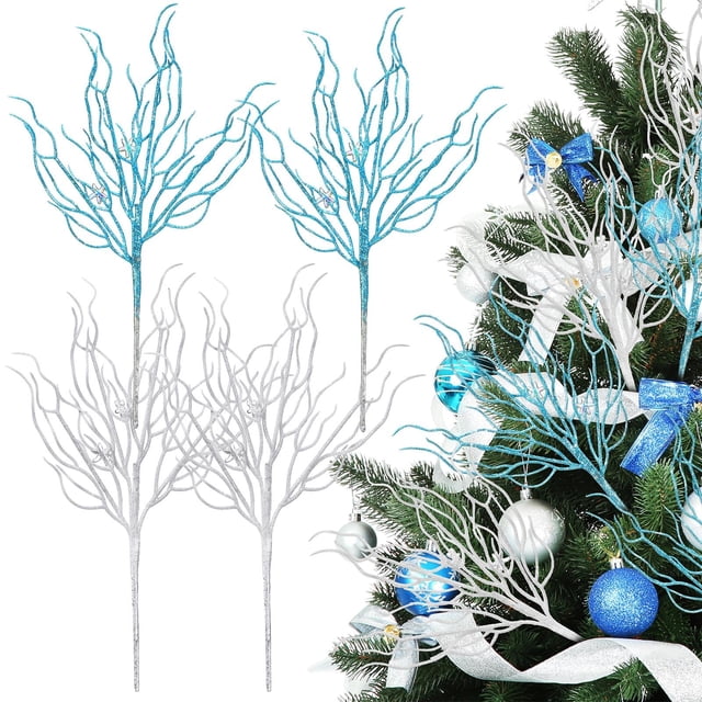 Adornos navideños Vercraft Coastal Blue White 40 cm, 8 unidades